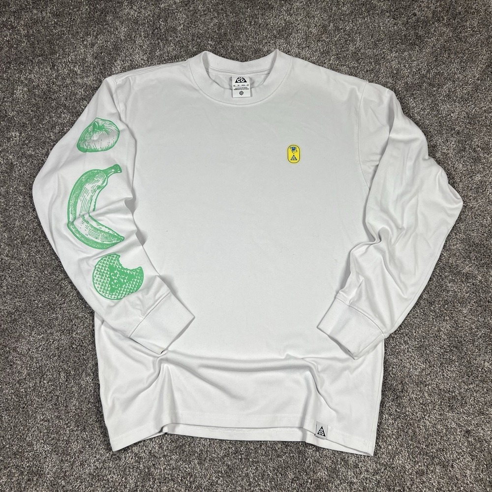 Nike ACG Shirt Mens XS White Heavyweight Cotton Outdoors Long Sleeve T Shirt Y2K
